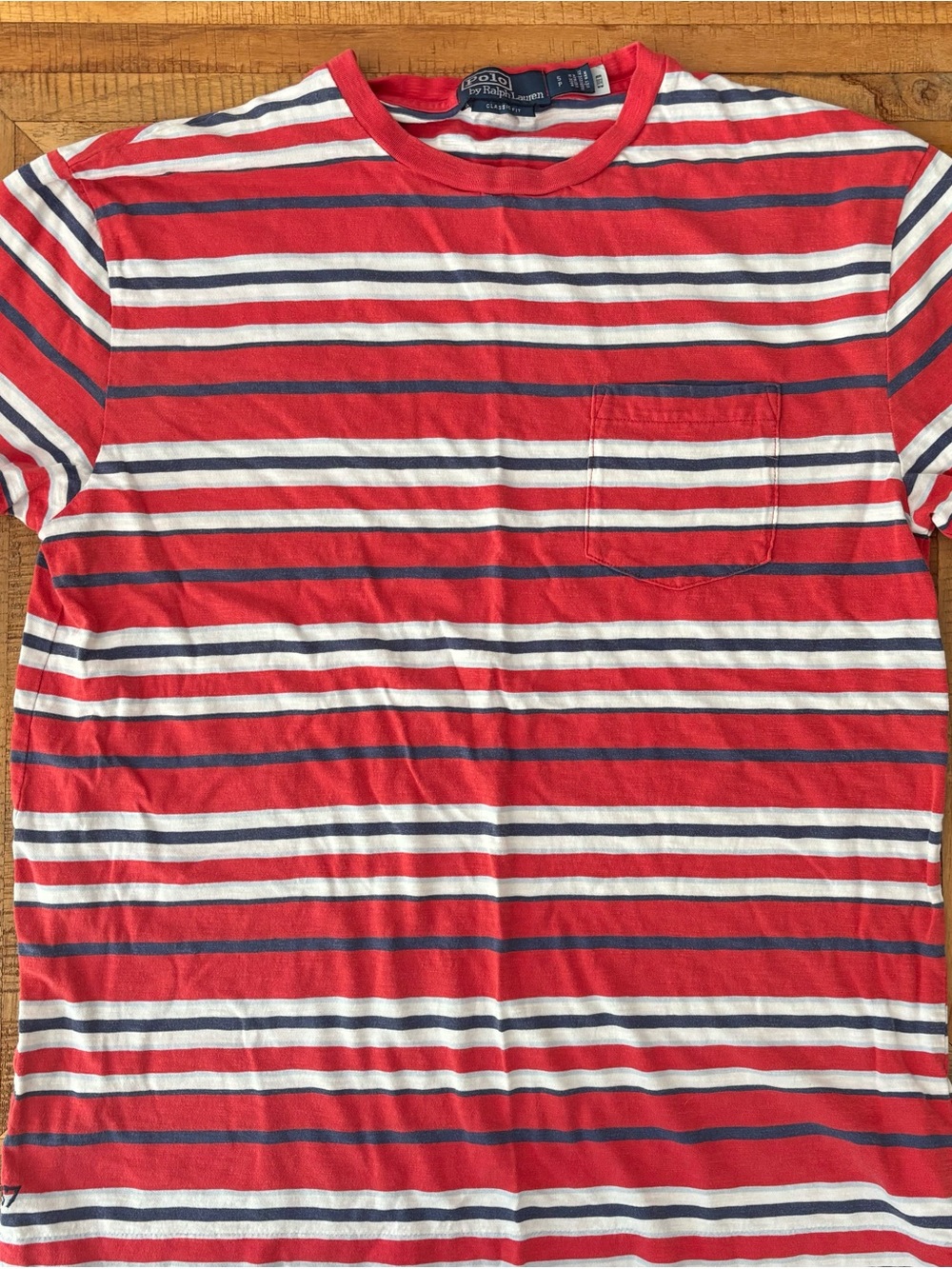 Men’s S Polo by Ralph Lauren Red Striped Classic Fit Jersey T-Shirt